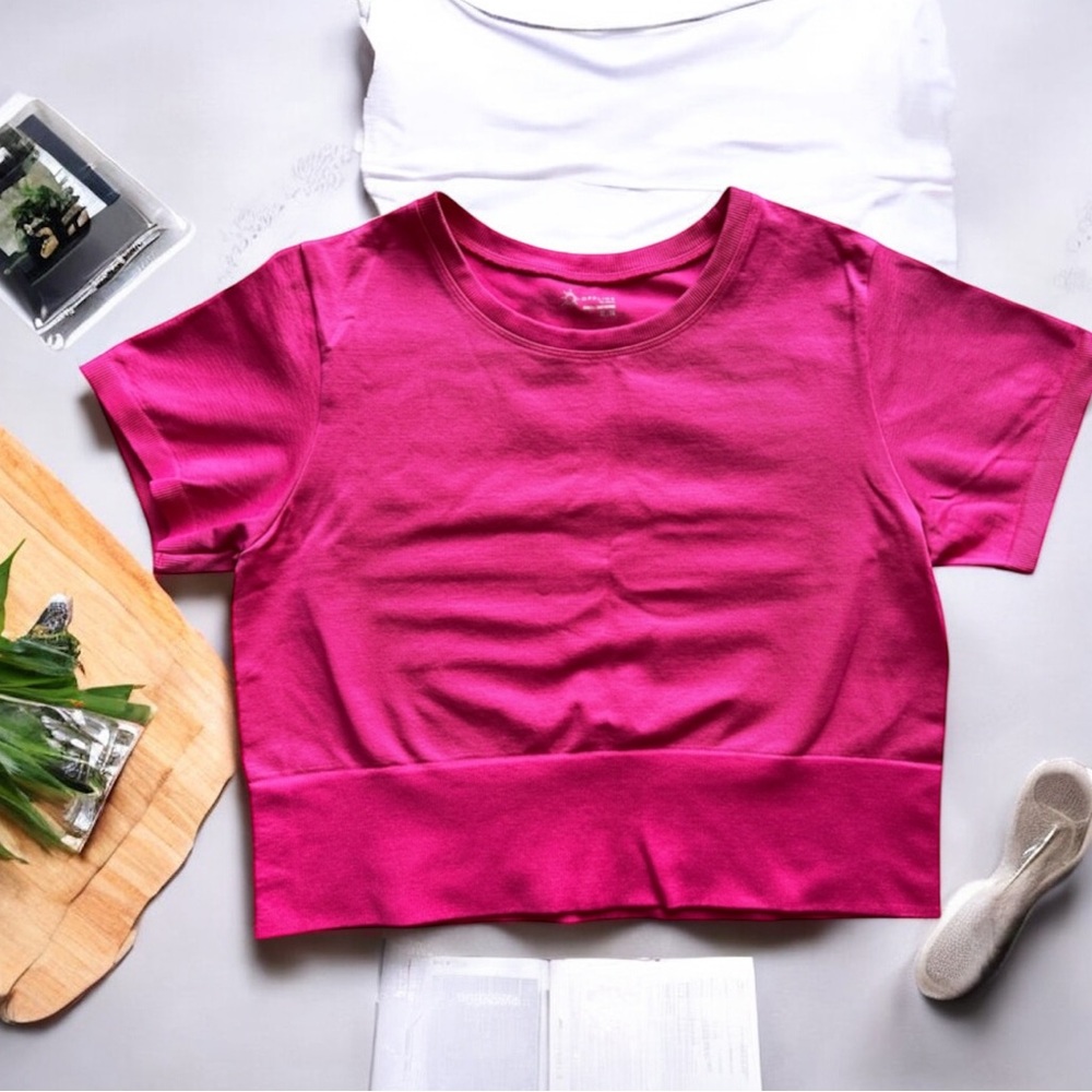 OFFLINE by Aerie Seamless Hot Pink Crop Tee Women’s XL Short Sleeve‎ Stretch